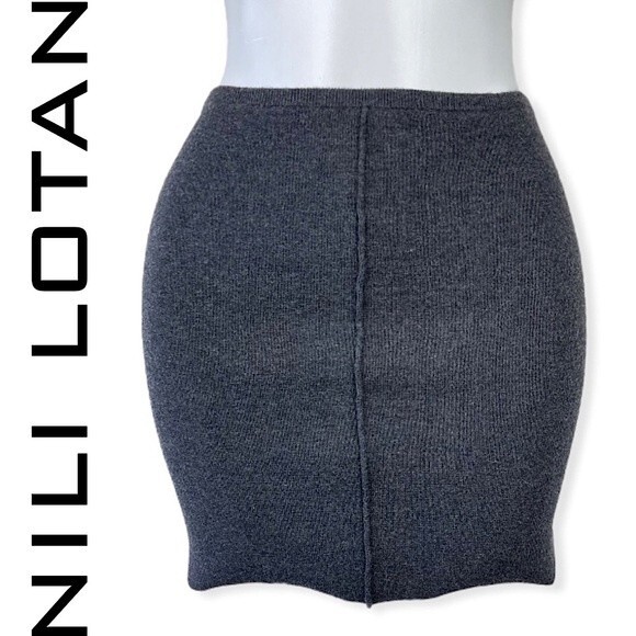 Nili Lotan Dresses & Skirts - NWOT Nili Lotan Wool Cashmere Blend Sweater Knit Gray Mini Skirt Exposed Seam XS